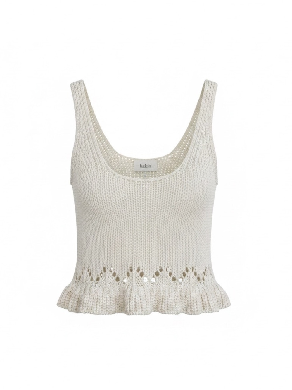 ba&sh Cream Crochet Knit Tank Top